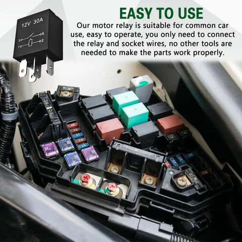 Tough As Nails 4 Pin 12V 30A Automotive Relay Pack in fuse box for easy installation in car circuits with pure copper coils.