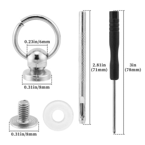 Heavy Duty D Ring Rivets For Leather Purse Hardware With Hole Punch And Screwdriver Built Tough Zinc Alloy Bag Making Kit components including rivets and tools.