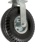 Heavy Duty 10 Inch Pneumatic Caster Wheel Air Filled Tire crushes potholes, features a metal bracket, suitable for outdoor carts.