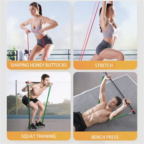 Full Body Home Gym Resistance Bands Set for Hardcore Workouts, Elastic Fitness Bands for Strength Training and Balance Exercises