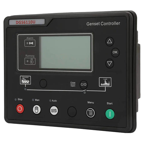Electronic Generator Controller Module With LCD Display AMF Function Auto Transfer Switch Eight Language Support Load Test Key No Fuss Backlit Display For Smooth Utility To Generator Power Transfer black plastic genset controller