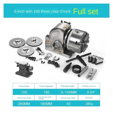 Versatile 6 Inch Dividing Head For Milling Machines CNC Ready Vertical And Horizontal Dual Purpose Quick Setup