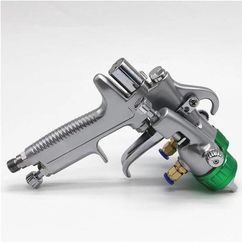 Plug And Play Dual Nozzle Pneumatic Paint Sprayer Featuring 1.3mm Stainless Steel Tip And 1000ml Cup side view showcasing dual nozzles