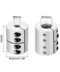 Aluminum Shaft Coupler 8 To 16mm ID, 40mm Long Rigid Joint Connector for motors with dimensions and screws shown