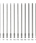 Sick 11-Piece Torx Screwdriver Bit Set With Holes, Super Long 200mm Alloy Steel Hex Shank Bits T6 To T40 Security Star Driver Kit For Electric Drill And Heavy Duty Jobs That Are Totally Awesome. 11 long T6-T40 bits on white