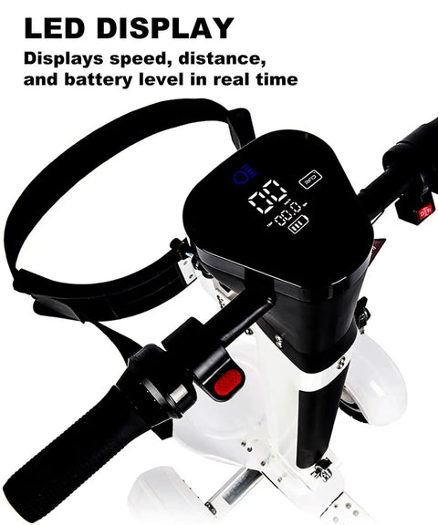 LED display of Foldable Electric Golf Scooter With Built In Seat And Umbrella Holder Powered By A 2000W Dual Motor.