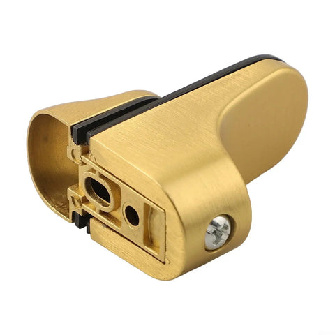 Wall Mounted Shelf Bracket Adjustable Zinc Alloy Clamp Fits 3 to 22mm Glass Or Wood Shelves Gold Finish, close-up view