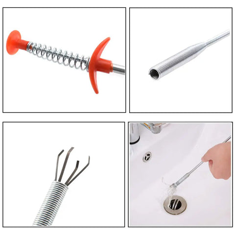 2 Pack Flexible Drain Dredge Hook Cleaner Gripper Grabber For Kitchen Bathroom Toilet Tub Clog Remover Retractable Claw Retriever 24 Inch And 64 Inch Lengths