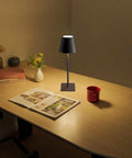 2 Pack Cordless LED Desk Lamp Portable Table Light With 5000mAh Battery Three Color Stepless Dimming Rechargeable on wooden desk