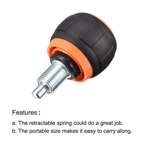 M16 Pull Pin Spring Knob For Home Fitness Equipment Height Adjustment Replacement Parts Black Orange 2 Pack Durable Steel And ABS Build With Built In Spring Handle For Safe Easy Install showing close-up of the knob.
