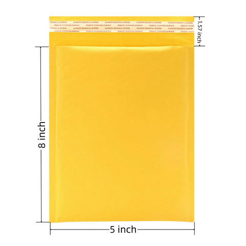 Lightweight 5x8 Inch Bubble Mailers Pack Of 30 Self Seal Padded Envelopes With Kraft Exterior, 8x5 inch shown, ideal for shipping small items