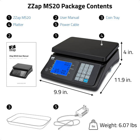 MS20 Coin Counting Scale For Cash And Currency, Fast Value And Count, Counts USD Euro CAD GBP, Handles Up To 650 Dollars Or 6500 Coins