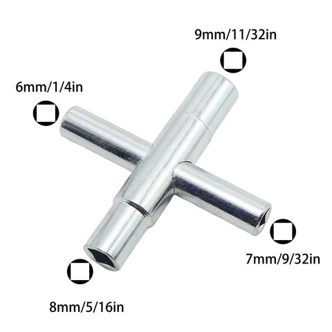 4 Way Sillcock Key Wrench Kit Two Pack, Multi Function Water Key For Valves, Faucets, Spigots And Electrical Cabinets, compact cross tool