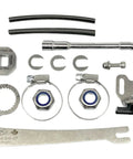 Universal Ebike Torque Arm For Regen Hub Motors Front And Rear 14mm Axles With Solid Machined Hardened 17-4 Stainless Steel Block Grade 12.9 Bolts For Beefy Over 1500 Lbs Clamping 11mm Thick Splined Arm Interface Deep J Curve For Easy Access, kit parts layout