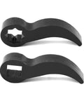 Two Pack Pry Bar Wrench Adaptor Heads With Plum Blossom Mouth And Square Mouth shown separately for half-inch drive tools