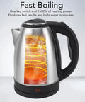 Fast As Lightning 2 Liter Electric Kettle With 1500 Watt Kickin Boiling Power Auto Shut Off And Dry Boil Protection Genuine Stainless Steel core boiling water.