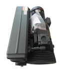 Heavy Duty High Vacuum Pump For Industrial Air Management Featuring Low Noise Operation And Solid Durability Sealed In Box With Tight Seal Design Delivering Hella Reliable Suction Power For Any Tough Job Ra 0100F side view with motor and sealed packaging.