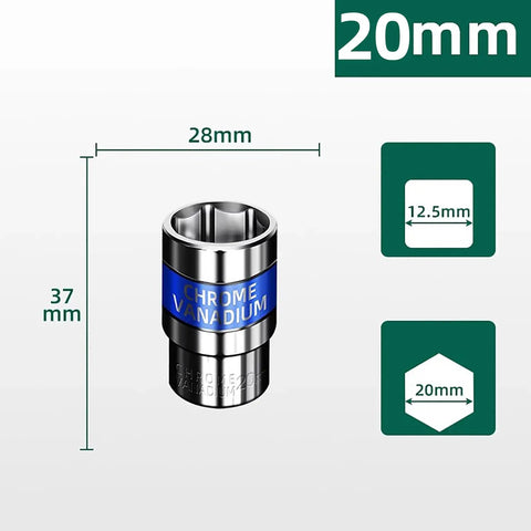 20mm hex socket from 8 Piece Hex Socket Wrench Bit Set With No Slip Grip And Slick Chrome Finish Heavy Duty Precision Drive Bits.