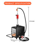 Portable Propane Forge For Blacksmithing And Knife Making, Next Gen Heat Insulation, dimensions view with hose and gauge.