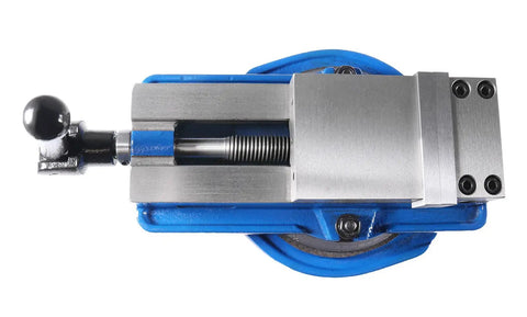 Top view of Beefy 3 Inch Heavy Duty Precision Swivel Base Milling Machine Vise With Quick Lock Hinged Handle And 3 Inch Jaw Width