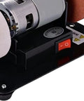 Built Different Mini Bench Grinder With Knockout Torque From A Copper Brushless Motor showing power switch and motor details.