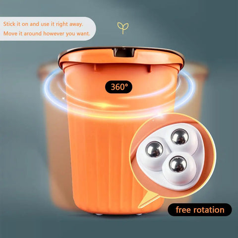 8 Pack Mini Swivel Caster Wheels With Self Adhesive Backing And Triple Ball Bearings For Smooth Rolling on orange mop bin.