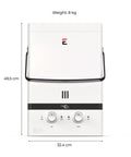 Portable Outdoor Tankless Water Heater Crushes Cold Water Blues With 7 Liters Per Minute Flow and Heavy Duty 52500 Btu Specs.