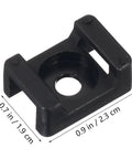 120 Pcs Heavy Duty Nylon Cable Tie Mounts Black Screw Fix Wire Organizers For Home And Office close-up of black nylon clip measuring 0.9 in.