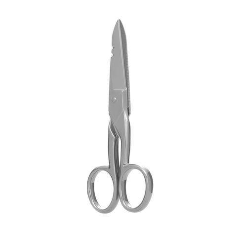 Electrician Scissors With Stripping Notches Nickel Plated 5.25 Inch Snips For Datacom Telecom Electrical And Heavy Duty Use Made In USA