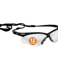 V30 Nemesis Safety Glasses With Anti-Fog Coating And Clear Lenses Black Frame Unisex Fit 12 Pack Lightweight Polycarbonate Lenses