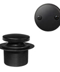 Matte Black Tubular Bathtub Waste And Overflow Kit With Tip Toe Drain Plug, 2-Hole Faceplate, ADA Compliant close-up image