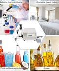Automatic Liquid Filling Machine With Precision Bottle Filler Pump System For Water Shampoo Milk Large Capacity in laboratory setting.