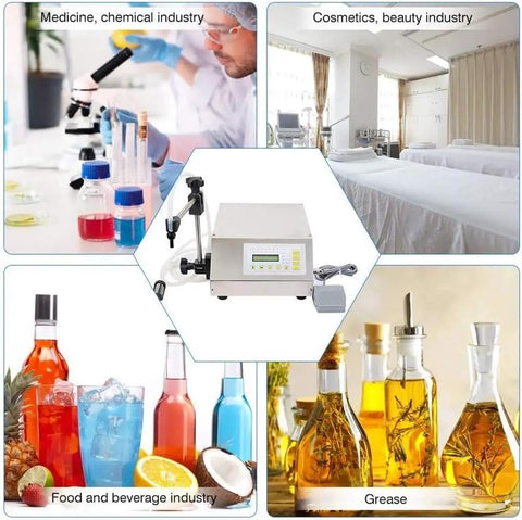 Automatic Liquid Filling Machine With Precision Bottle Filler Pump System For Water Shampoo Milk Large Capacity in laboratory setting.