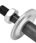 Close-up of Arbor Shaft Adapter For Drill To Grinder Conversion with 8mm round shank, threaded shaft, and included washers.