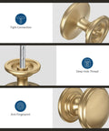 Details of 10 Pack Champagne Bronze Cabinet Knobs One And Three Sixteenths Inch Round Zinc Alloy Dresser Drawer Knobs With Wide Base