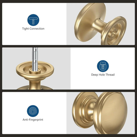 Details of 10 Pack Champagne Bronze Cabinet Knobs One And Three Sixteenths Inch Round Zinc Alloy Dresser Drawer Knobs With Wide Base
