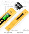 Digital Water PH Tester With 0.01 Accuracy And 0 To 14 PH Range For Hydroponics Drinking Water Pools Aquariums And Home Labs Easy To Use With Bright LED Backlit Display, showing LCD and removable parts.