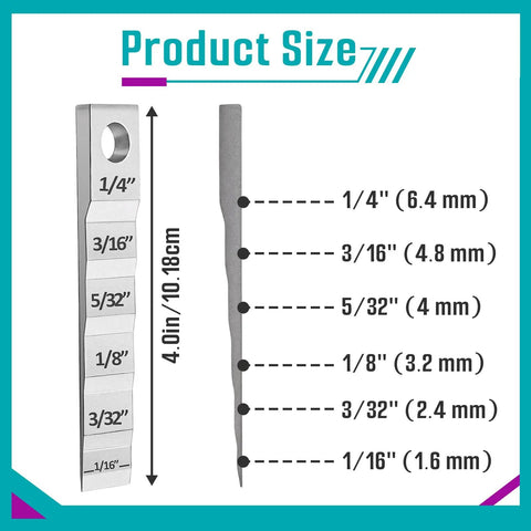 Two Pack 2130 Stepped Pipe Spacer Wedge For Welding Three Quarter Inch By Four Inch Gauge Tool Six Gap Sizes From One Sixteenth Inch To One Quarter Inch Durable Metal Spacer Wedge For Quick Pry And Measure Ideal For Precise Weld Gaps, size guide