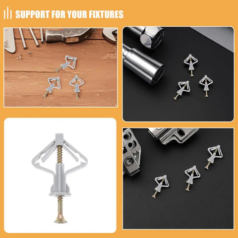 Heavy Duty Drywall Anchors And Screws Kit 50 Sets Plastic And Steel for hollow walls displayed on table
