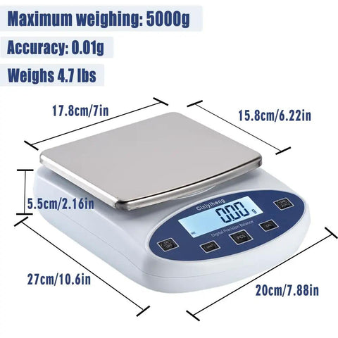 Pro Grade High Precision Lab Scale Balance Digital Analytical Scale 5000g Capacity With 0.01g Readout Electronic Scientific
