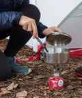 Beefy Stainless Steel Stowaway Camping Pot 475 mL With Locking Lid And Fold Over Handle Ultra Durable Lightweight Cook Pot In Use