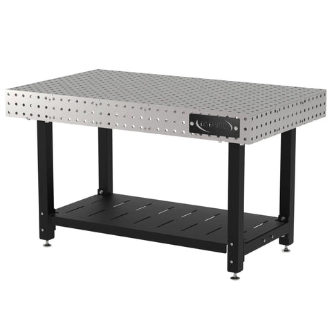 Heavy Duty Welding Fixture Table With Precision Laser Cut Holes And Storage Shelf Built Beefy For Garage Shop Projects, 60W x 36D x 36H.