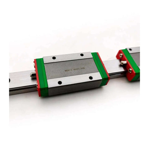 High Precision MGN7C Linear Guide Rail Kit With 400mm Smooth Motion Carriage Blocks For CNC Machines And DIY Projects Using Pre-Drilled Support Rails For Zero Maintenance And Reliable Heavy Duty Performance Today. MGN15 rail carriage close-up