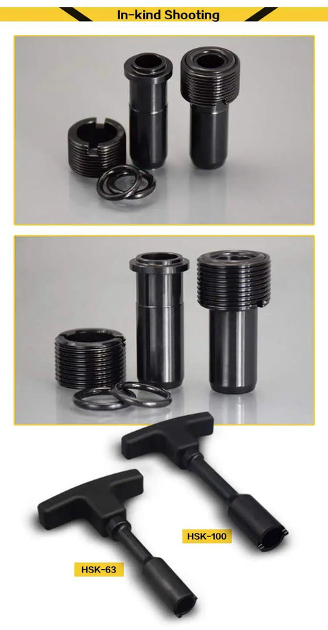 Pro Grade HSK100 Coolant Tube Set With O Ring Swivel Nut, 10 Pieces For HSK Tool Holders, Burr-Free Precision And Durable Fit, Coolant-Through Spindle Ready, Milling Gear You Can Rely On. HSK100 coolant tube set with O-ring swivel nut and seals, shown with HSK-63