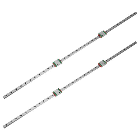 Ultra Smooth Pro Grade Heavy Duty Linear Motion Rail Kit For CNC Machines With Alloy Steel Guide, shown with two rails and four sliders.