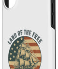 Patriotic Sailboat US Flag IPhone 16 Case With Retro Americana Design For Independence Day Fourth Of July Red White And Blue Pride Liberty Themed Protective Cover For Your Phone