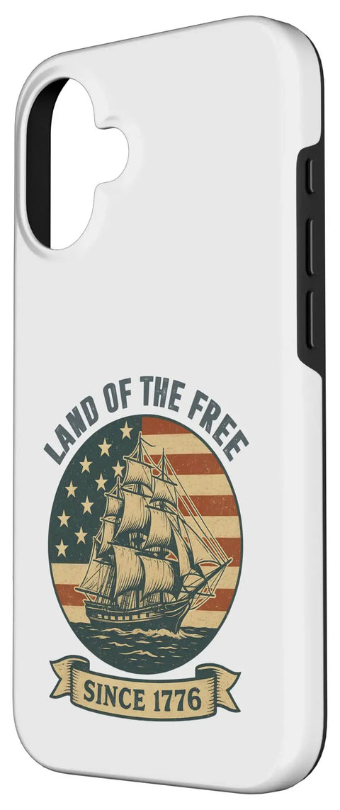 Patriotic Sailboat US Flag IPhone 16 Case With Retro Americana Design For Independence Day Fourth Of July Red White And Blue Pride Liberty Themed Protective Cover For Your Phone