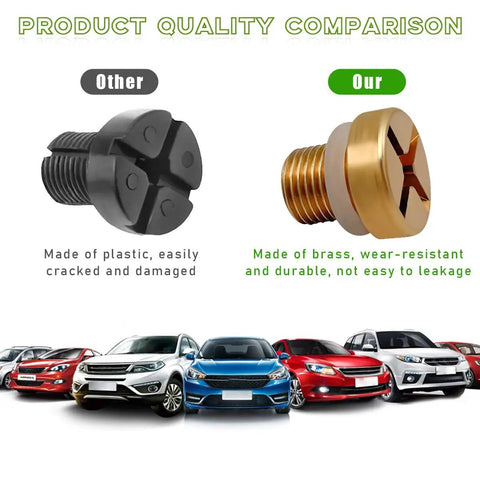 Solid Brass Radiator Coolant Air Bleeder Screw With Quality Rubber O Ring For BMW X1 And X3 quality comparison with plastic counterpart.