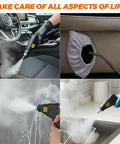 Powerful Handheld Steam Cleaner Featuring A 2500 Watt Motor That Blasts 229 Degrees Of Pressurized Vapor To Rip Through tough grease and dust bunny buildup on vehicle seats.
