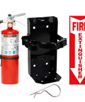 Tough As Nails 2 Pack 5 LB ABC Fire Extinguisher With Heavy Duty Wall Brackets And Bright Signage, 16-inch canister and mounting rack.